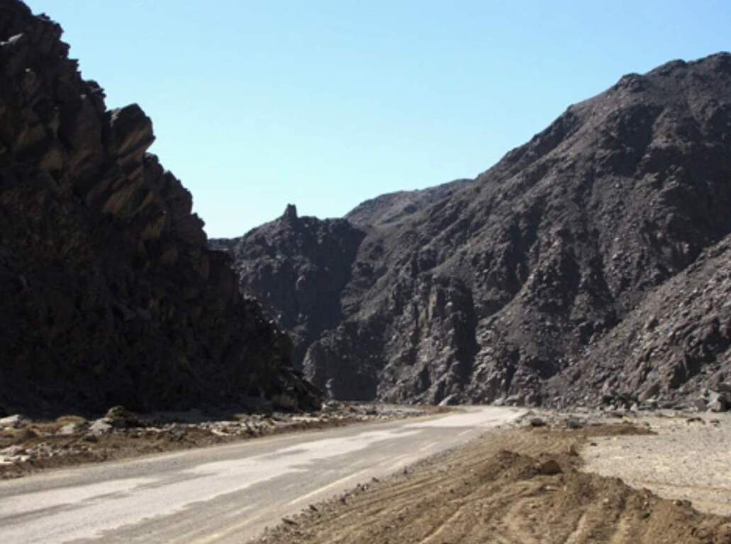 Wadi Hammamat, one of numerous wadis or dry valleys in the Eastern Desert's rocky highlands, serves as the center stretch of one of the most important routes between the Nile and the Red Sea. 